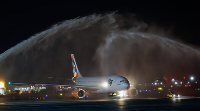 Airbus A330 Arrival: Water Salute at the Airport